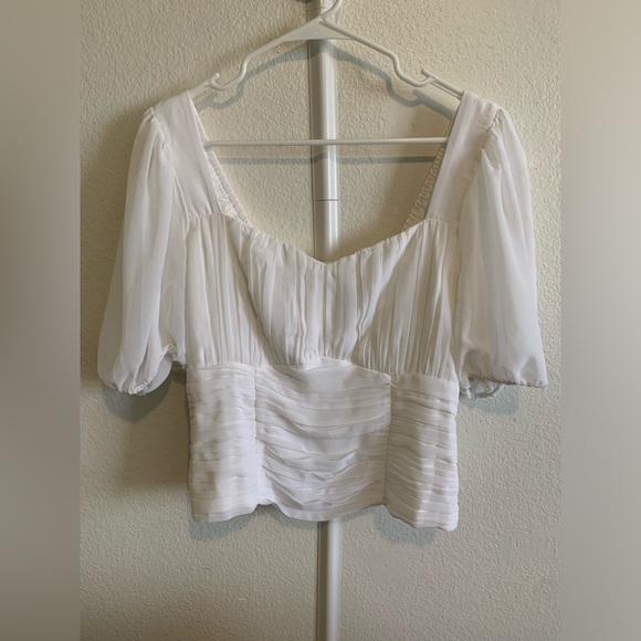 Abercrombie Ruched Puff Sleeve Sweetheart Top Size Large - Picture 2 of 8